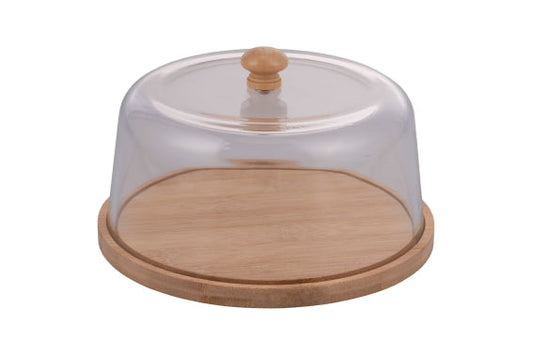 BAMBOO TRAY/GLASS DOME D.19.6CM - 5921320