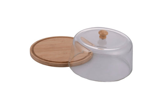 BAMBOO TRAY/GLASS DOME D.19.6CM - 5921320