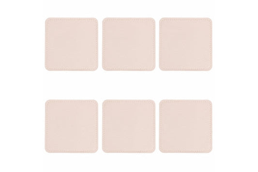 HORECA SET 6 CREAM LEATHER COASTERS 10X10CM - 5921716