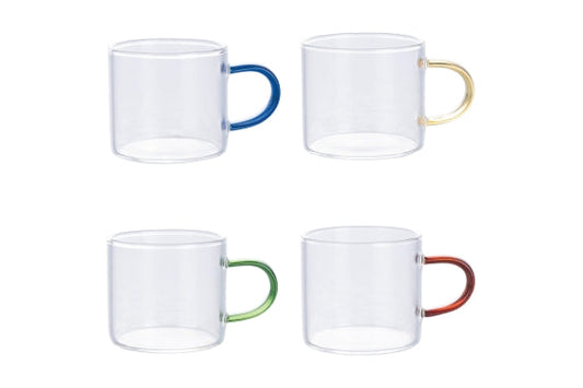 COFFEE CUP BOROSILICATE W/HANDLE 90ML 4ASS - 5922674