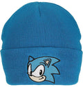 Bonnet côtelé bleu Sonic avec logo