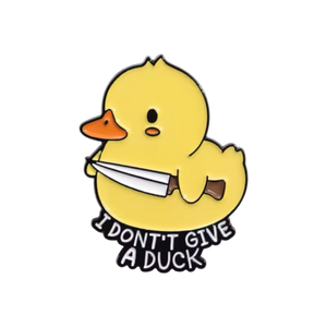 Ansteckpin gelbe Ente „I don't give a Duck“ – mit Messer
