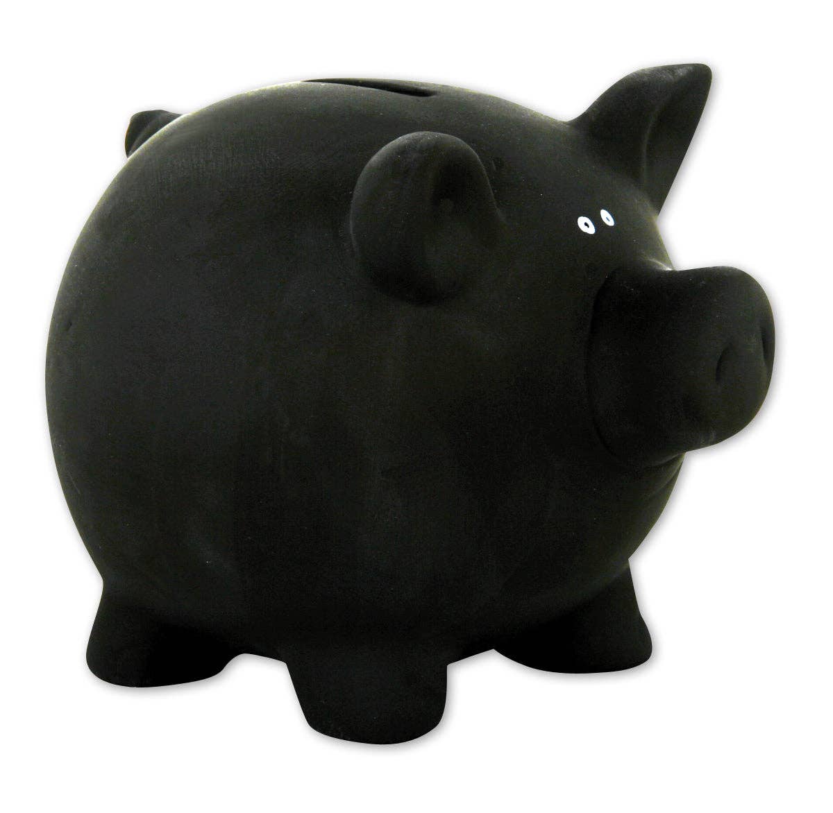 'Blackboard' piggy bank with chalk for writing