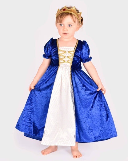 Robe de princesse en velours bleu pour 2-4 ans (taille 98-104)