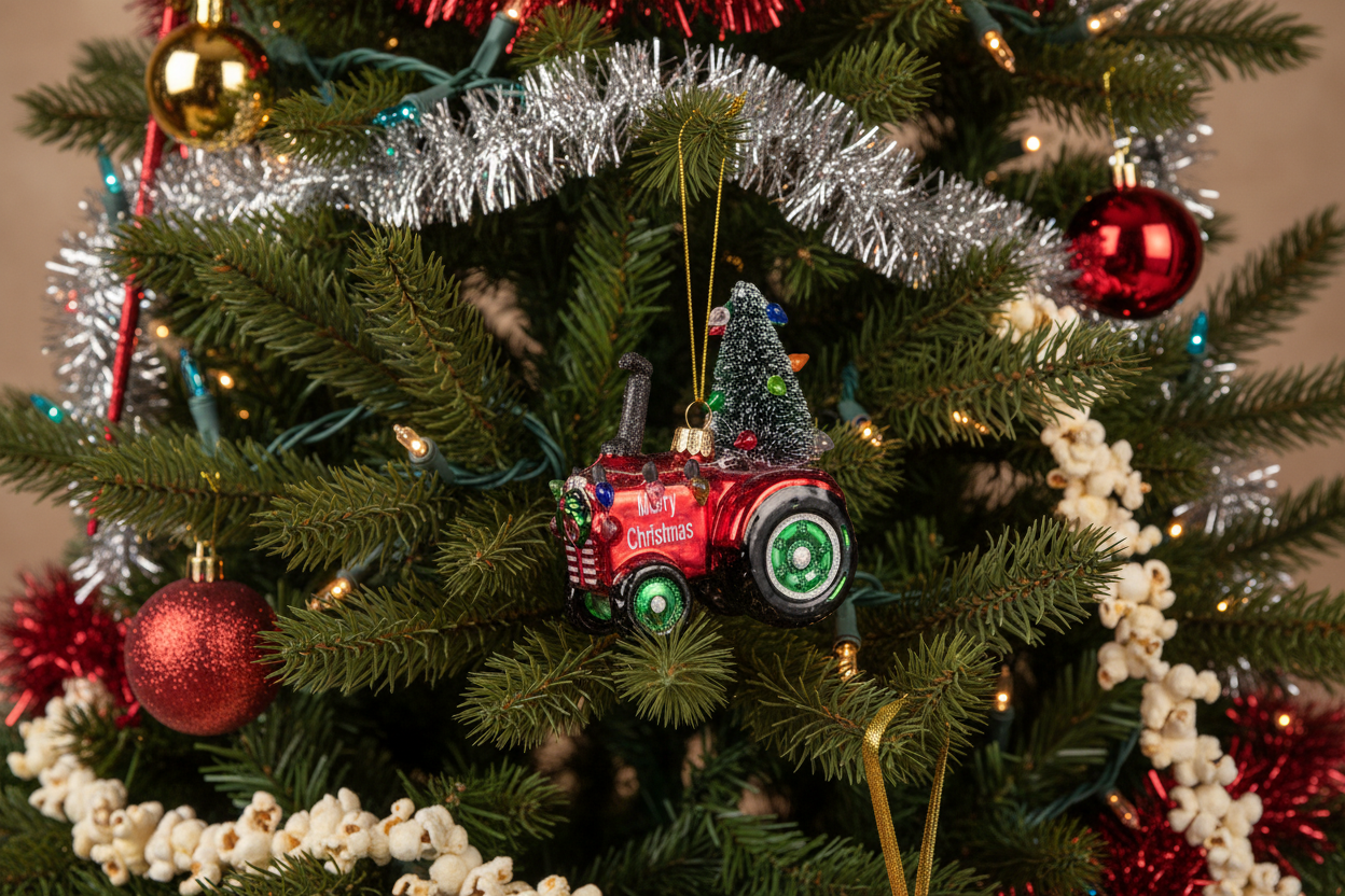 Feestelijke tractor-kerstbal