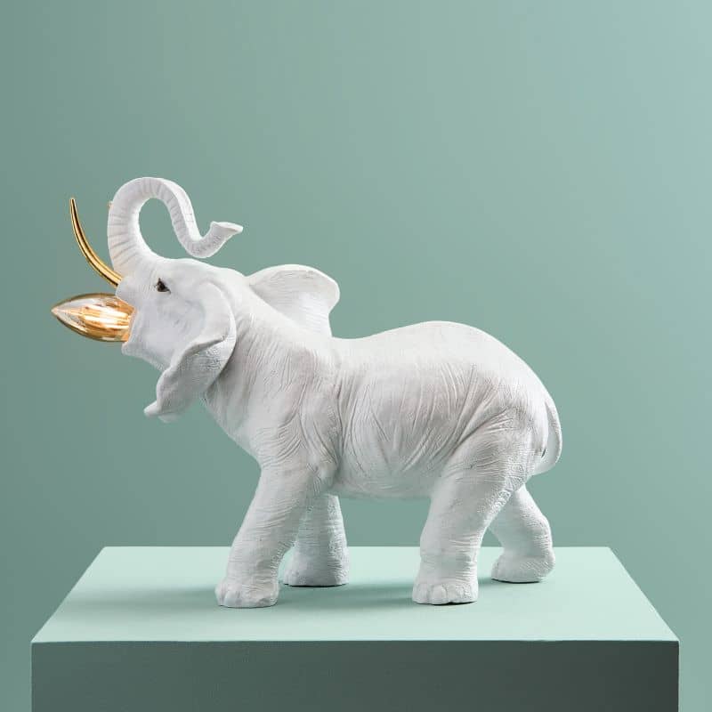 Lampe de table Éléphant Dumbo Blanc/Or