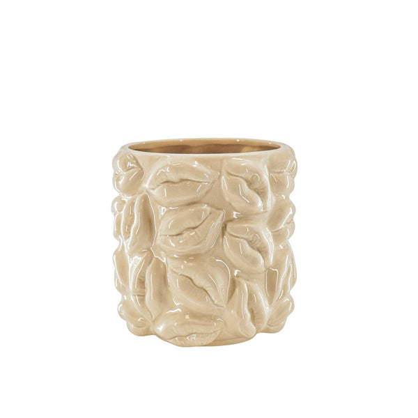 Pot - Bisous - Céramique - Beige - 17,5x17,5x17,5cm