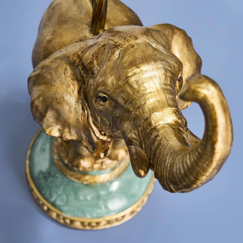 Gouden olifantenkroonluchter, poly/metaal, 28 x 11 x 46,5 cm