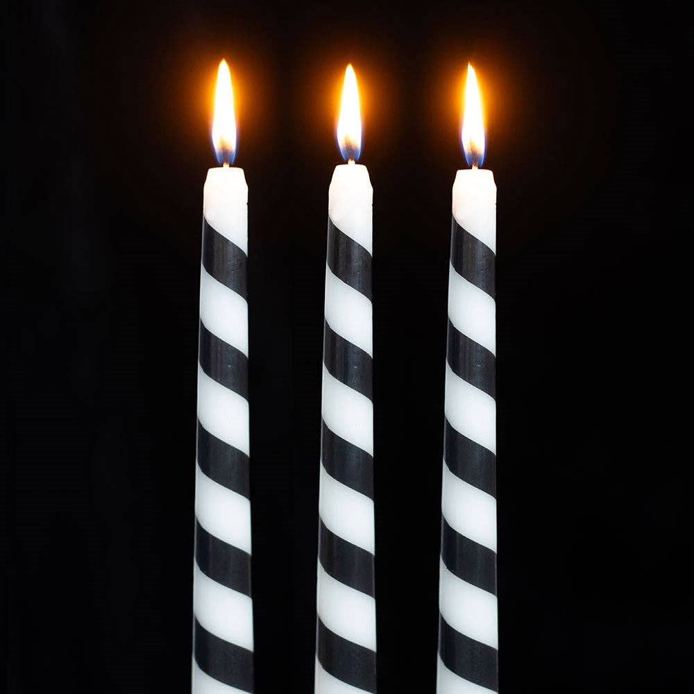 Bougies Creepmas à rayures noires