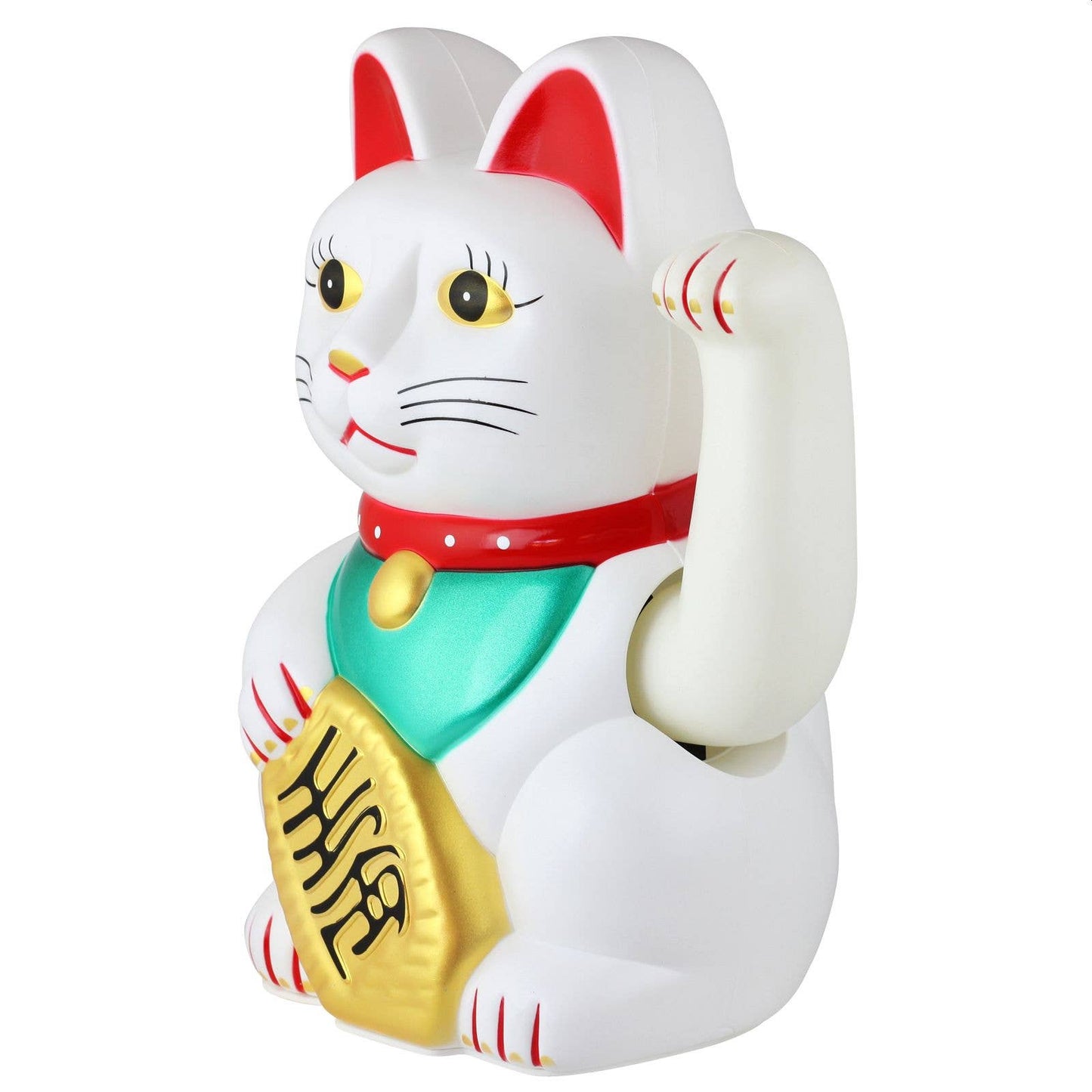 Maneki-neko gelukskat, golvende kat, 25 cm, wit