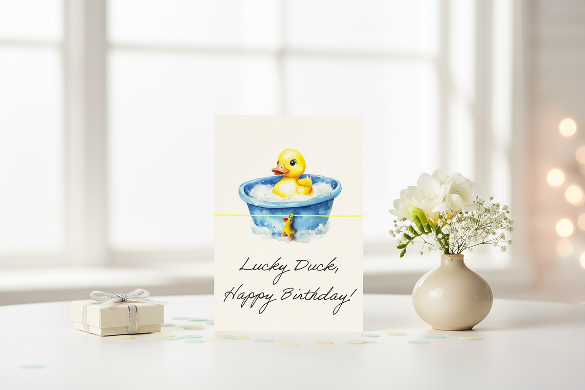 Carte-Bracelet Lucky Duck, Joyeux Anniversaire !