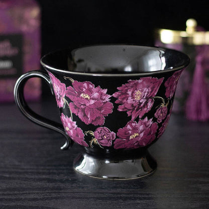Tasse à thé à imprimé floral romance sombre