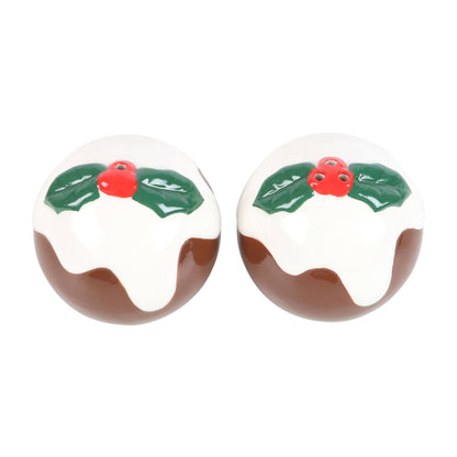 Salt and pepper shakers for Christmas pudding