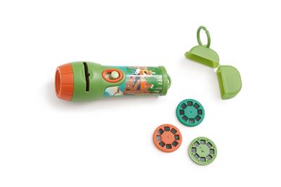 Scratch Classics: LAMPE DE POCHE & PROJECTEUR / DINO diam.4x12cm, avec 3 disques interchangeables, 8 photos par disque, dans une petite boîte de rangement, fonctionne sur 2xpiles AA (non incl.), en boîte, 3+