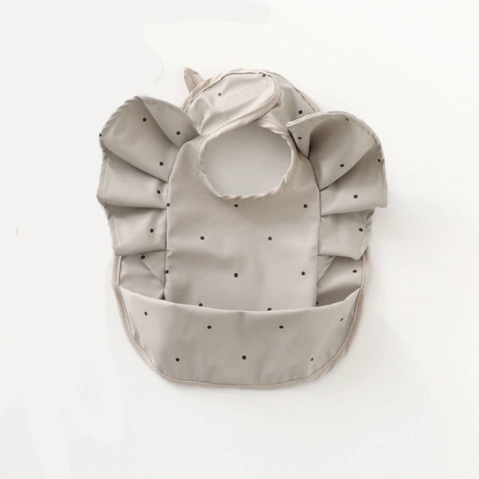 Bavoir à volants imperméable gris avec pois