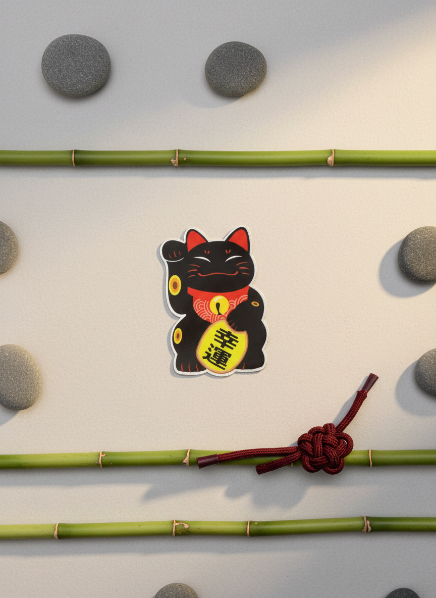 Black Lucky Cat Sticker