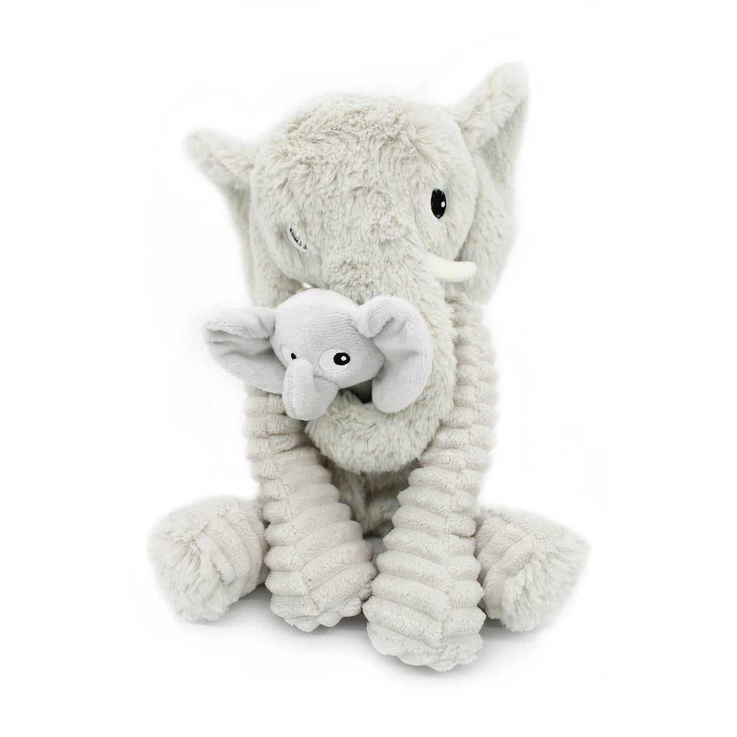 Peluche Ptipotos Maman et Bébé Eléphant - Gris Clair