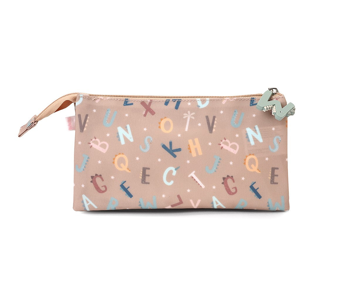 3 Compartment Pencil Case with Funny Alphabet Letters