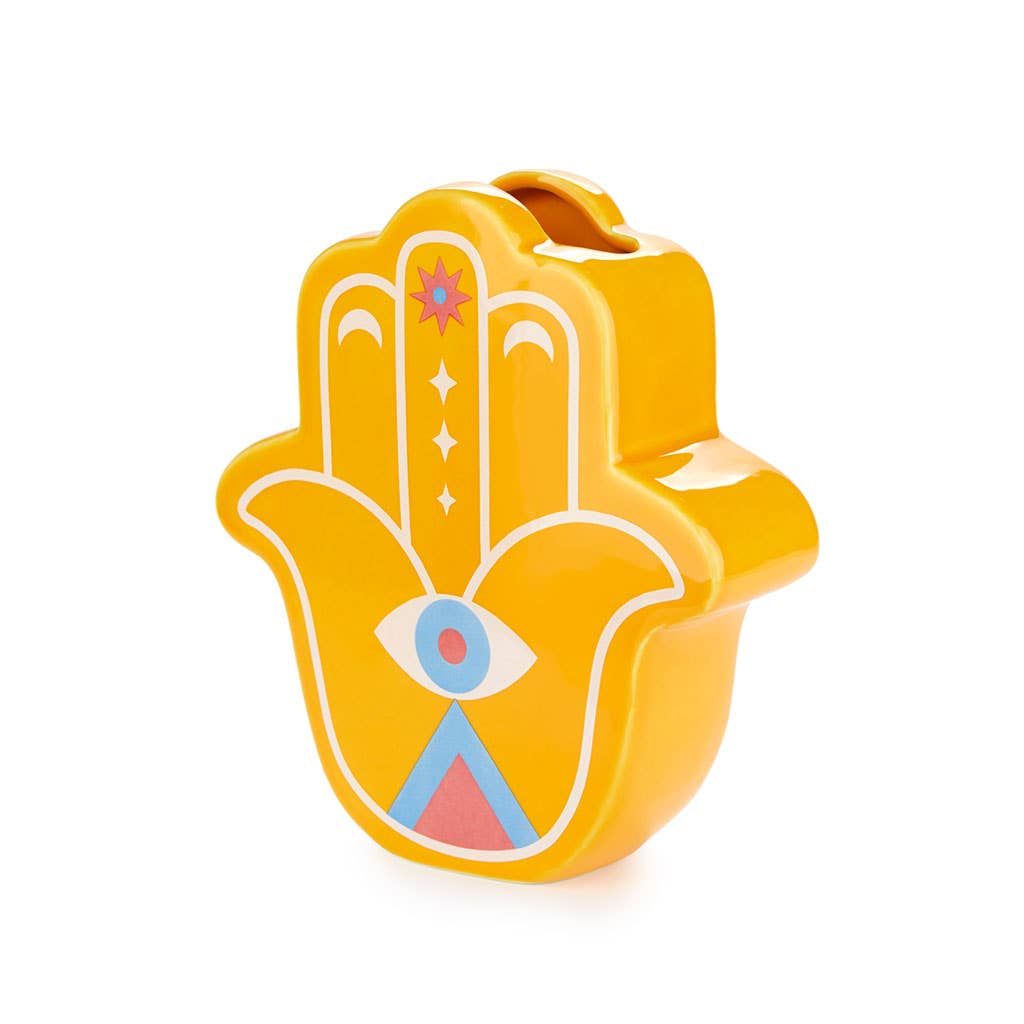 Vase, Lucky Hand, yellow, ceramic
