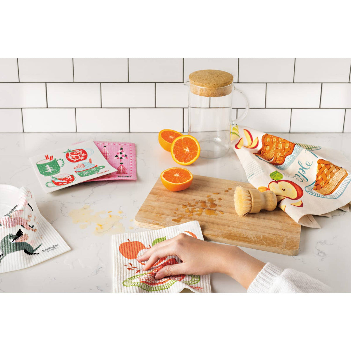 Set mit 2 Apfelkuchen-Geschirrtüchern