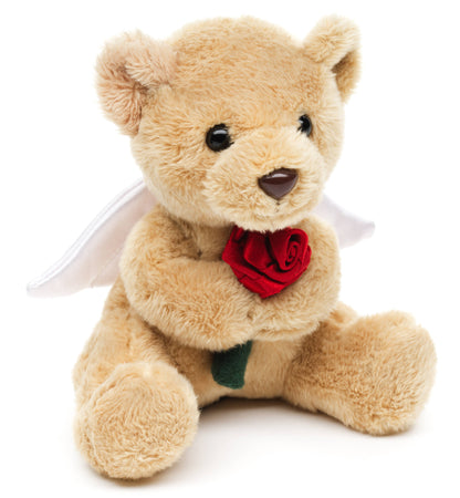 Guardian Angel Teddy Bear Plush with Red Rose