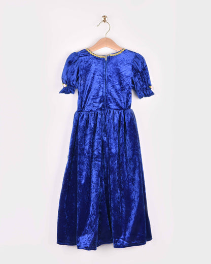 Robe de princesse bleue en velours 110-116 cl 4-6 ans