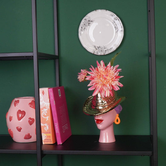 Vase à fleurs - Vase chapeau de cowboy - Or - 19x16x23,5 cm