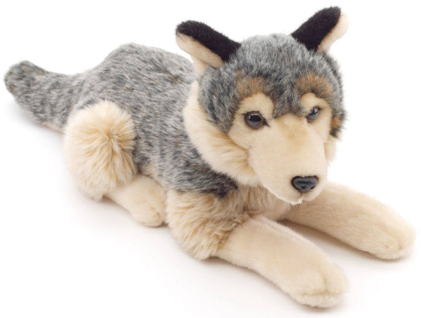 Peluche loup gris couché Uni Toys