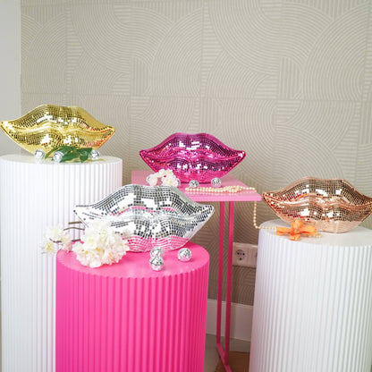 Ornement - Disco - Lèvres - Verre - Or - 29x10x13,5cm
