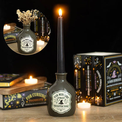 Vase et porte-bougie en forme de fiole de potion « Malice et Magie »
