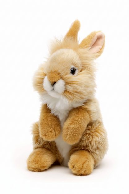 Peluche Lapin angora, debout (beige)