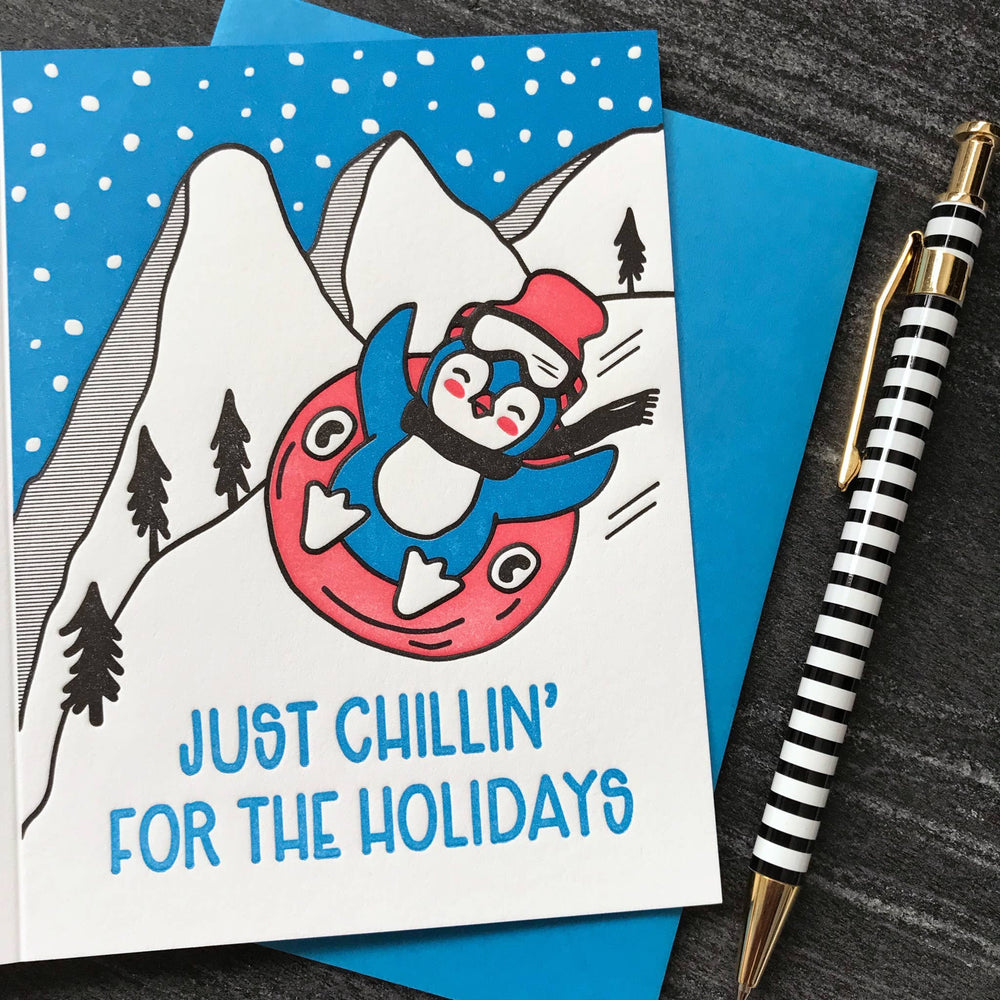 Carte de Vœux Pingouin « Just Chillin' for the Holidays »