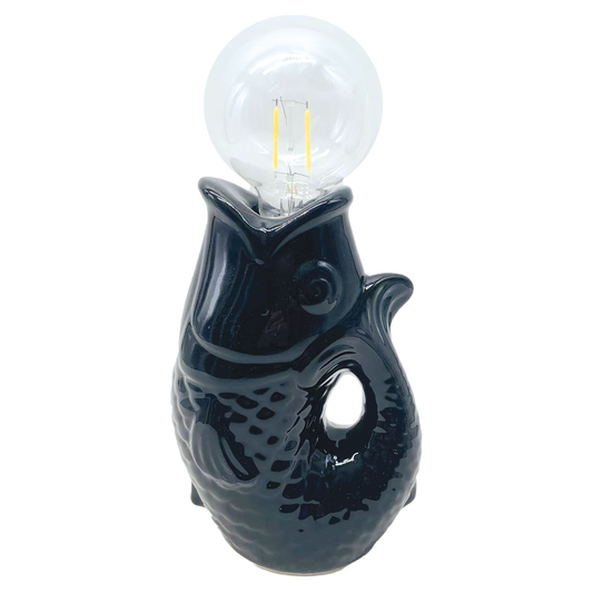 Déco LED poisson noir à piles L13,5 P8,2 H27cm