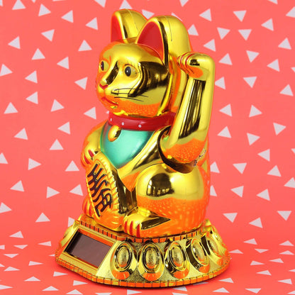 Golden solar lucky cat 18cm