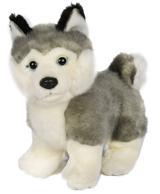 Grijze husky puppy pluche speelgoed, staand