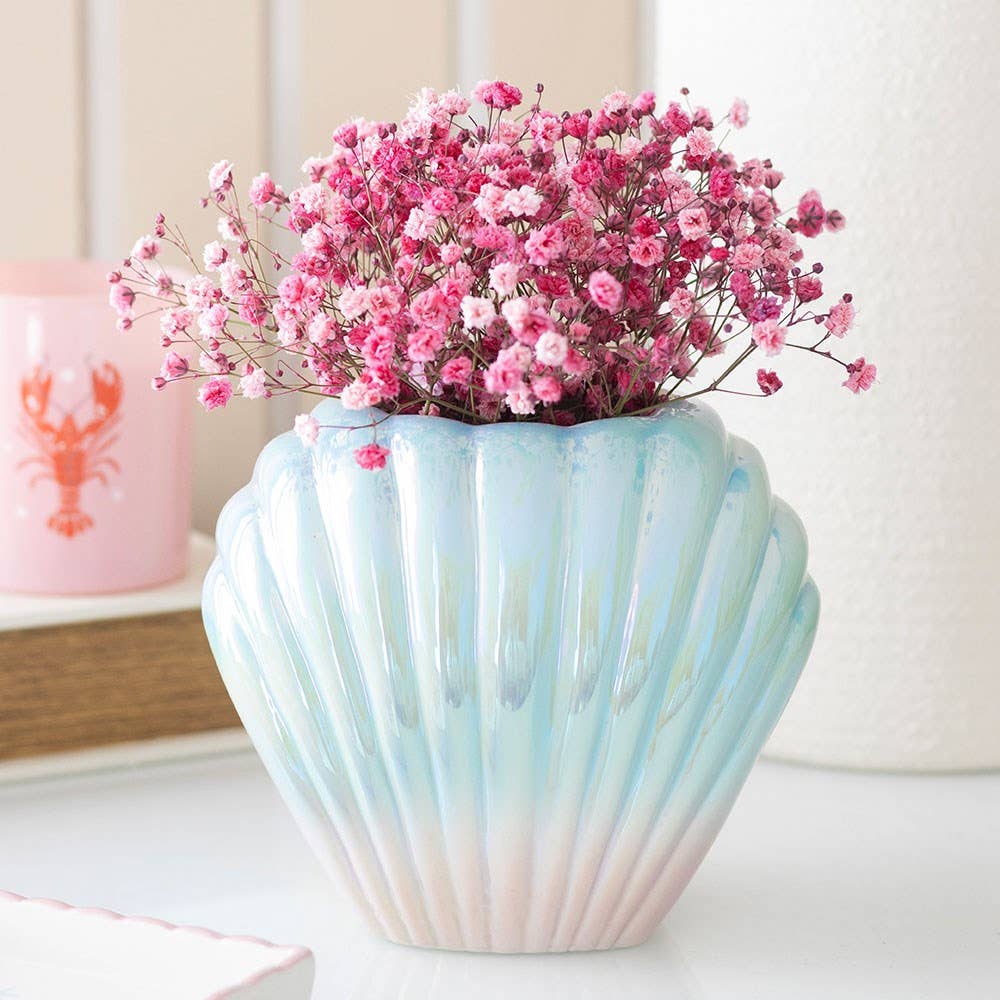 Vase à Fleurs Coquille de Palourde Iridescente