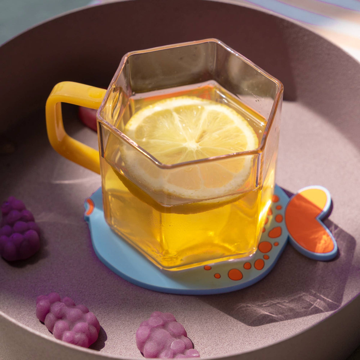 Mug en Verre Géométrique Rose