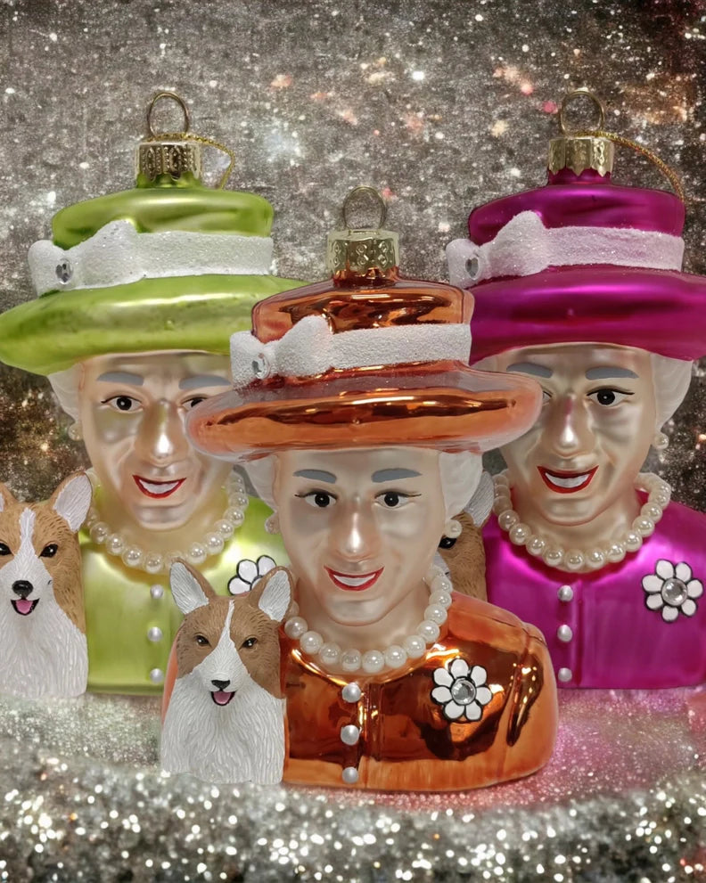 Koningin Elizabeth & Corgi Oranje Kerstbal