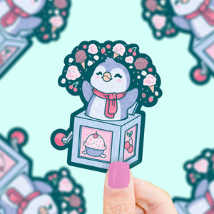 Pinguïn ijssticker "Jack in the Box"