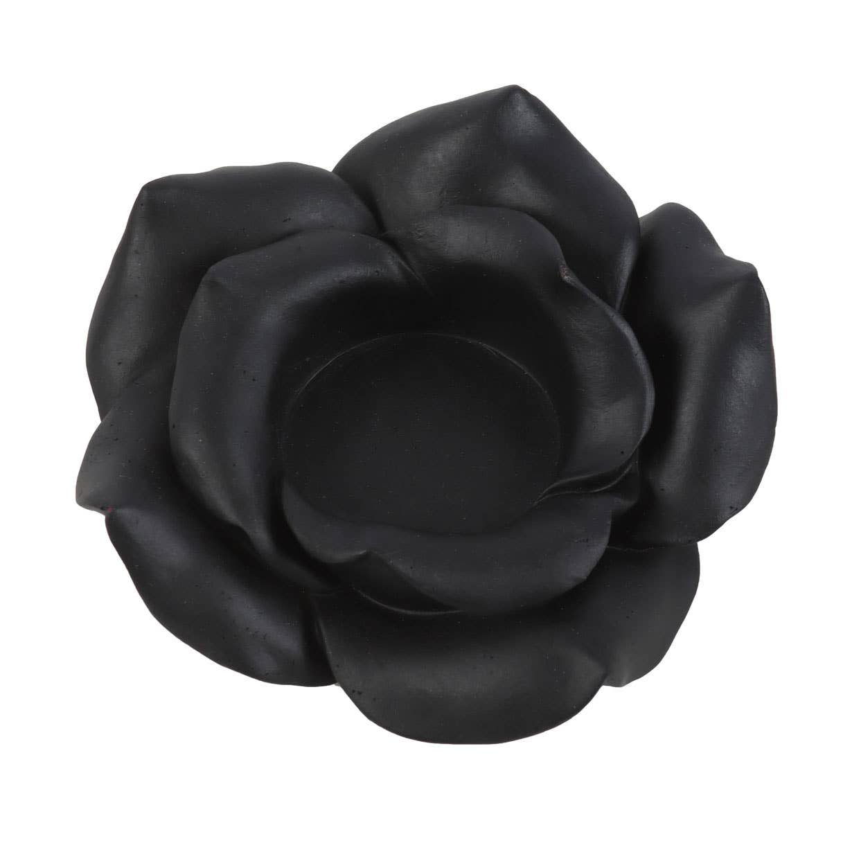 Photophore en résine en forme de rose noire