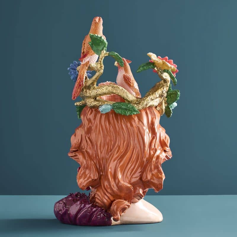 Vase tête de femme M. Perroquets