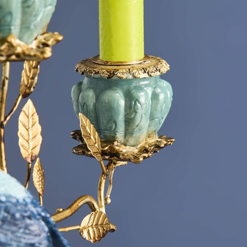 Gouden olifantenkroonluchter, poly/metaal, 28 x 11 x 46,5 cm