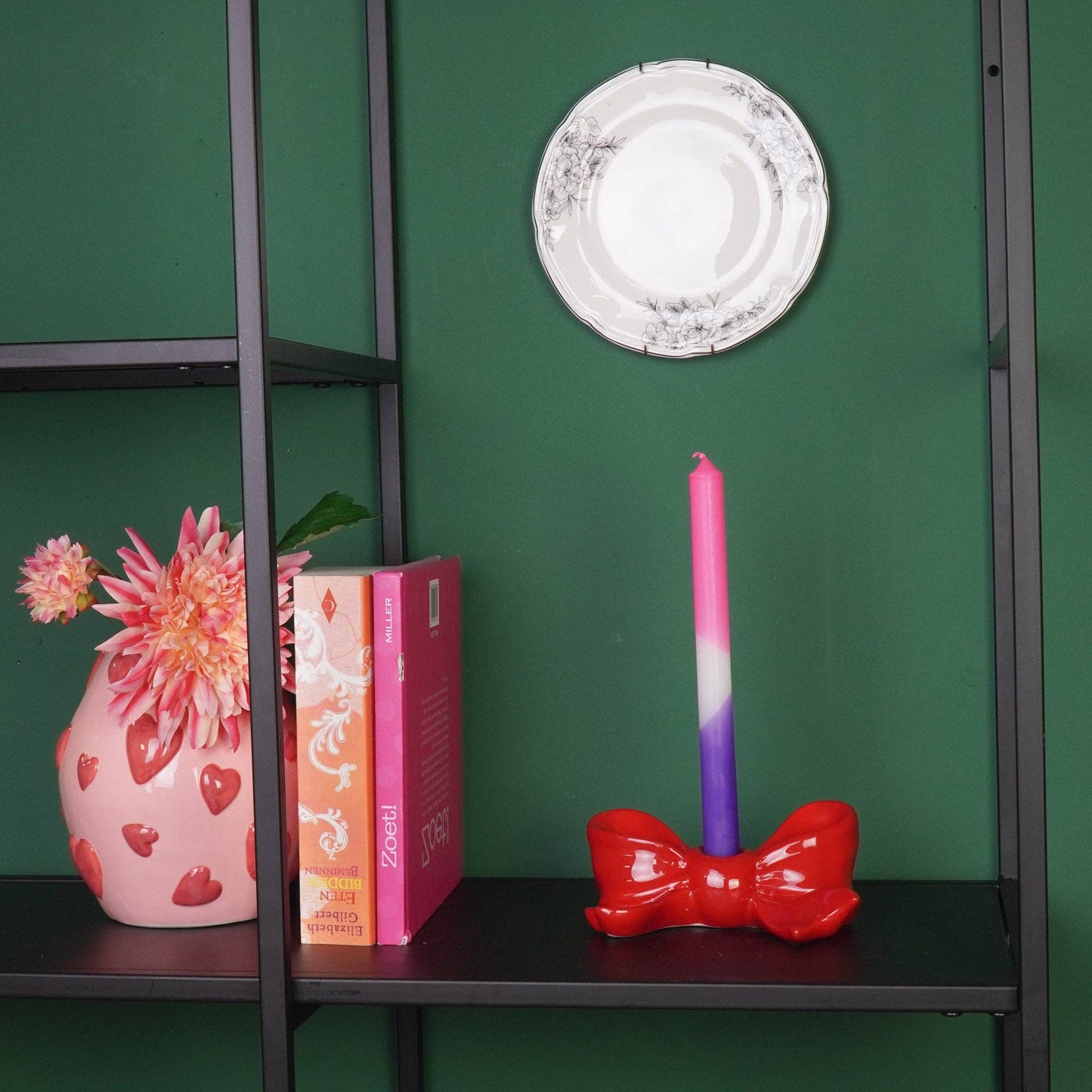 Candlestick - Knot - Ceramic - Red - 18x9x7 cm