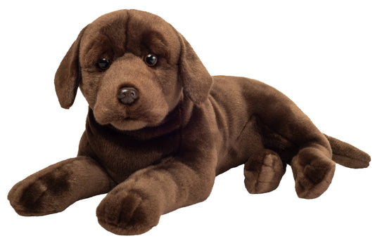 Peluche Labrador marron chocolat couché