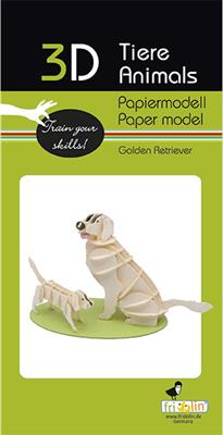 3D Paper Model: GOLDEN RETRIEVER 12,5x8x5,5cm