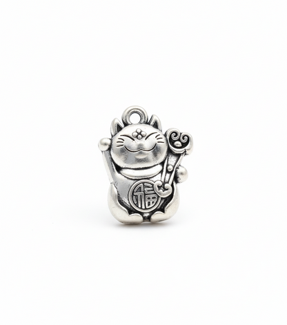 Silver Lucky Cat Charm