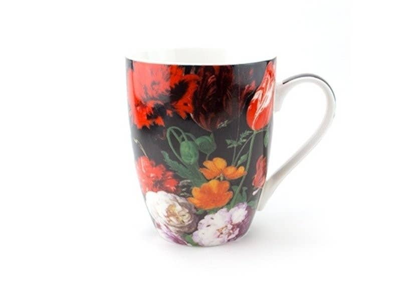 Boxed cup, De Heem, floral still life