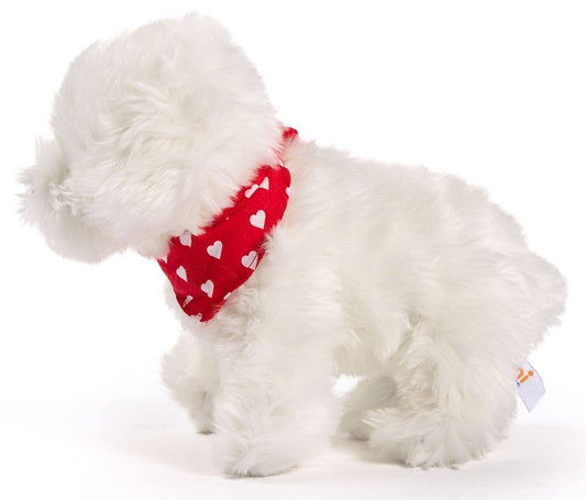 Peluche Bichon Maltais debout - Avec bandanna