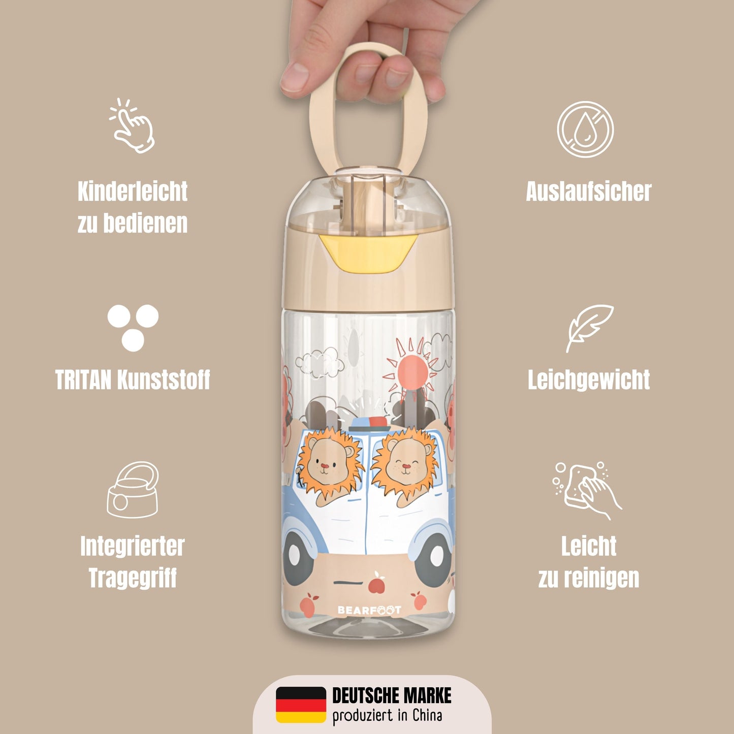 Trinkflasche Kinder, leichte Wasserflasche - Polizei Löwen