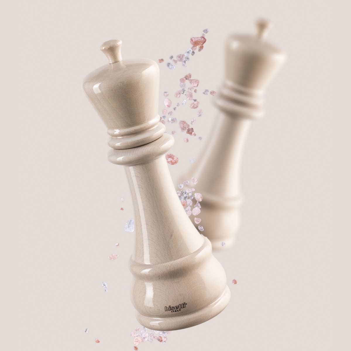 Moulin à Épices «Chess» Roi en Hêtre Blanc Laqué Brillant